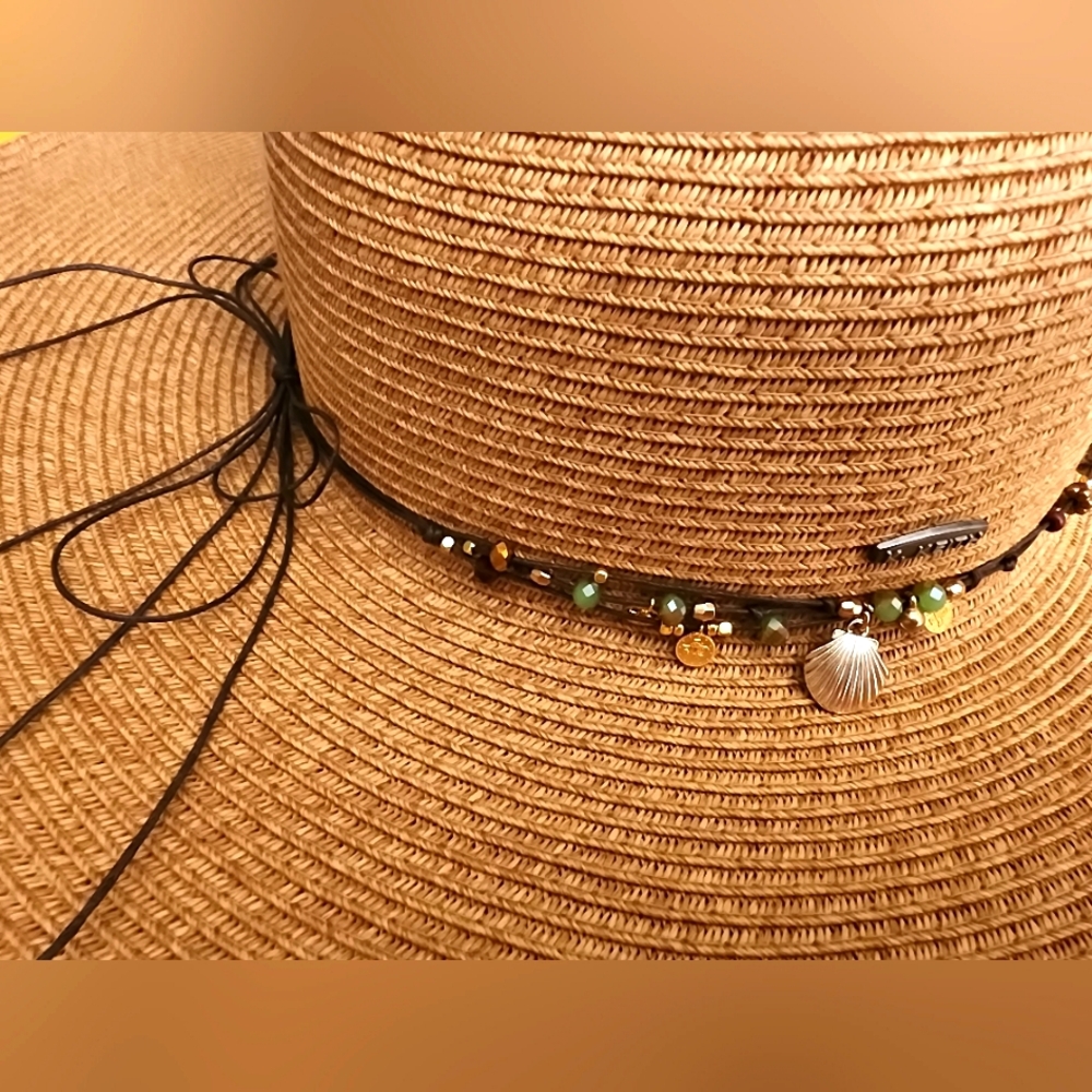Karen Keith embellished packable wide brim hat